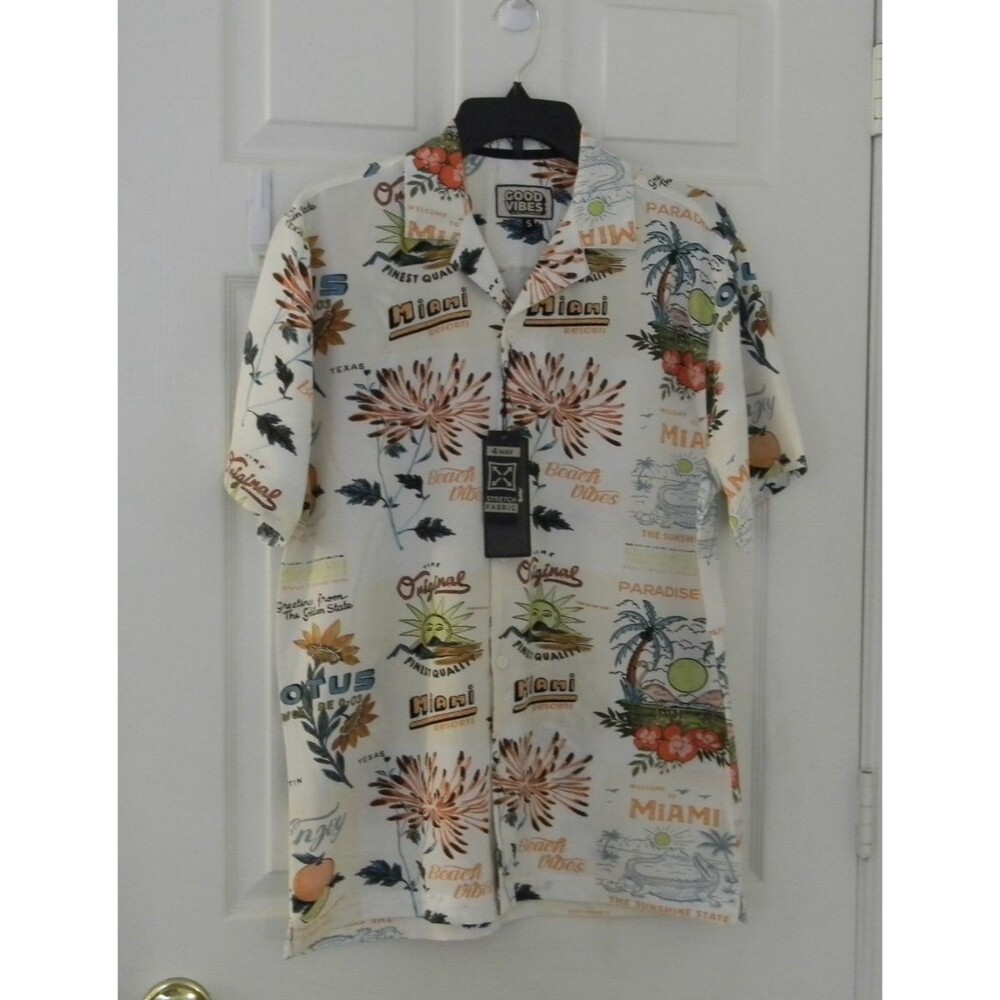 Good Vibes by Drill Tropical Comfort Shirt Florida Flamingos Miami Sunshine NWT